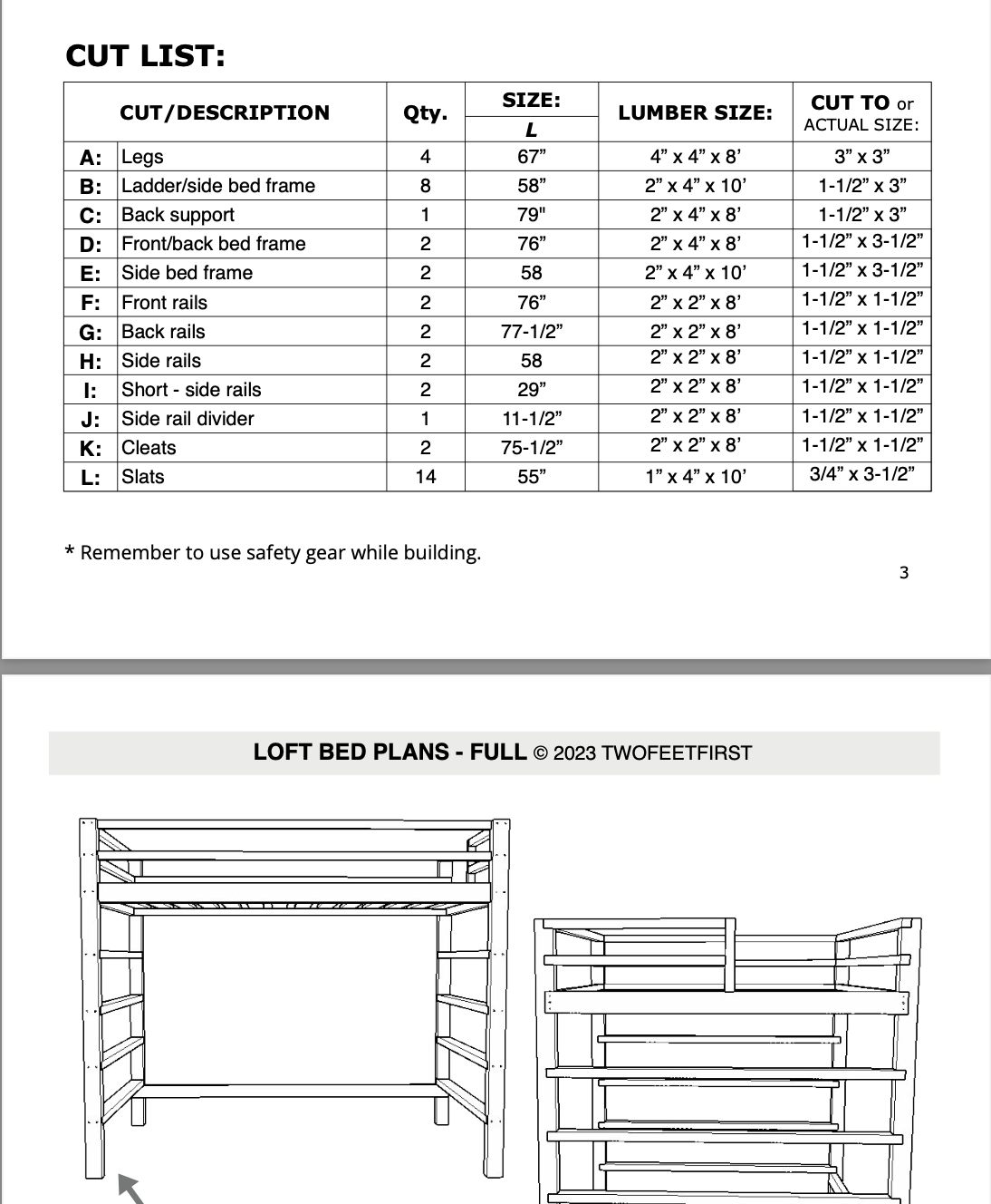 DIY Full Loft Bed Plans
